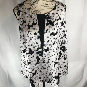 APT 9 Sleeveless Floral Blouse black, white, and gray Size Petite XL